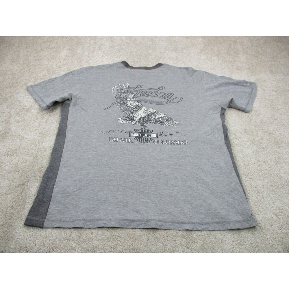 VINTAGE Harley Davidson Shirt Mens 2XL XXL Gray Denver Colorado Motorcycle Y2K